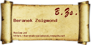 Beranek Zsigmond névjegykártya
